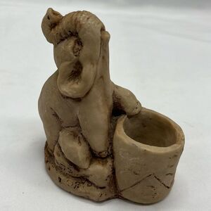 Rare Elephant Raising Trunk Figurine with Basket